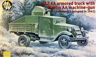 Military-Wheels-Mode WWII GAZ-AA Truck with Maxim AA Plastic Model Military Vehicle Kit 1/72 Scale #7244
