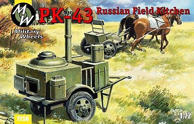 Military-Wheels-Mode Pk43 Russian Field Kitchen & 2 Horses Plastic Model Military Vehicle Kit 1/72 Scale #7256