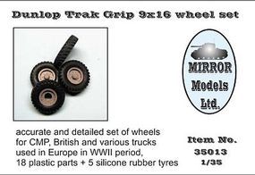 Mirror Dunlop Trak Grip 9x16 Wheel Set Plastic Model Vehicle Accessory 1/35 Scale #35013