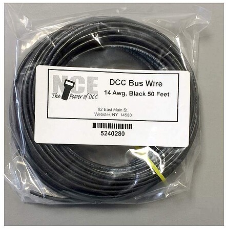 NCE 50 Black DCC Main Bus Wire - 14 AWG Model Railroad Hook Up Wire #0280