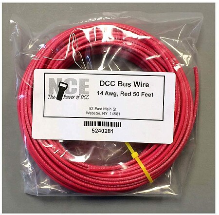 NCE 50 Red DCC Main Bus Wire - 14 AWG Model Railroad Hook Up Wire #0281