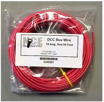NCE 50' Red DCC Main Bus Wire 14 AWG Model Railroad Hook Up Wire #0281