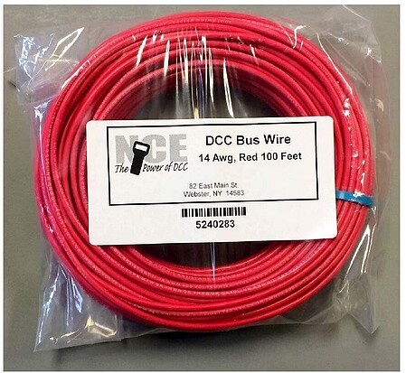 NCE 100 Red DCC Main Bus Wire - 14 AWG Model Railroad Hook Up Wire #0283