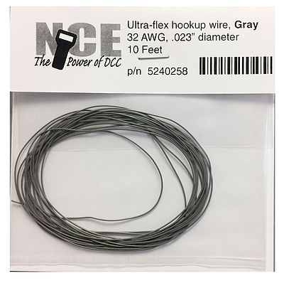 NCE 30 AWG Gray 10 Ultra Flex Model Railroad Hook Up Wire #258