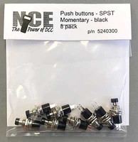 NCE Momentary SPST Pushbutton Black (8) Model Railroad Electrical Accessory #300