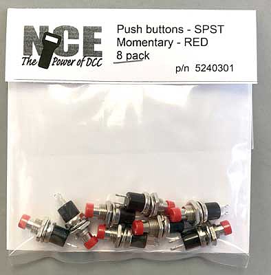 NCE Momentary SPST Pushbutton Red (8) Model Railroad Electrical Accessory #301