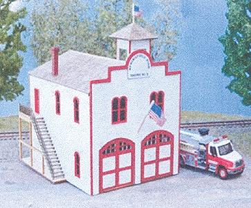 NE-Scale-Models Springfield Fire Station N Scale Model Railroad Building Kit #30023