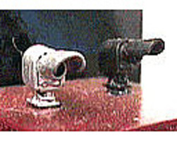 NJ Ground Drawf Signals Silver w/Amber LED (2) HO Scale Model Railroad Accessory #1294 NJ Ground Drawf Signals Silver w/Amber LED (2) HO Scale Model Railroad Accessory #1294
