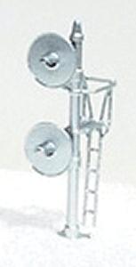NJ Signal Mast w/Two Target Heads Assembled - Silver HO Scale Model Railroad Accessory #1304