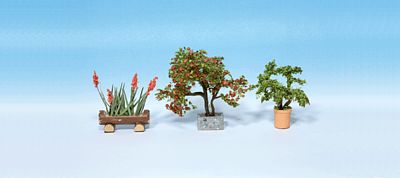 Noch 3 Ornamental Plants in Flower Pots (Set #4) HO Scale Model Railroad Tree #14020