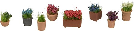 Noch Flowers in Pots (9) HO Scale Model Railroad Building Accessory #14031