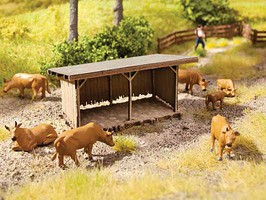 Noch Laser-Cut Wooden Cattle Shelter Kit HO Scale Model Railroad Building #14379