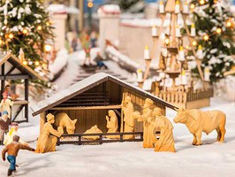 Noch Laser-Cut Wooden Christmas Nativity Scene Kit w/ Figures HO Scale Model Railroad Buildi #14394