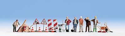 Noch Construction Workers & Tools HO Scale Model Railroad Figure #15111