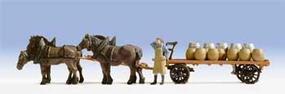 Noch Horse-Drawn Wagon (Beer Wagon w/4 Horse Hitch & Figure) HO Scale Model Figures #16701 Noch Horse-Drawn Wagon (Beer Wagon w/4 Horse Hitch & Figure) HO Scale Model Figures #16701