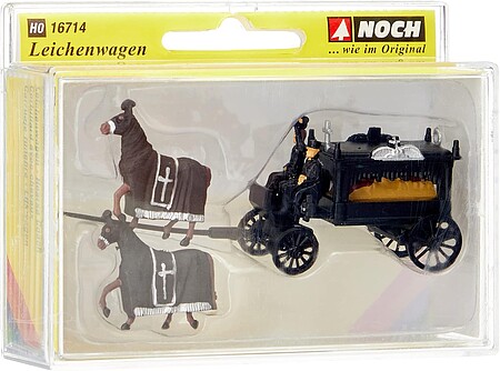 Noch Horse-Drawn Wagon Hearse HO Scale Model Figures #16714