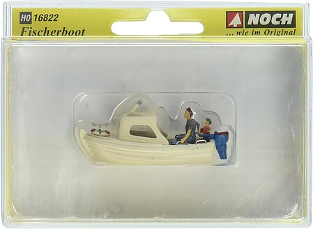 Noch Fishing Boat w/Figures - Assembled - Scale: HO