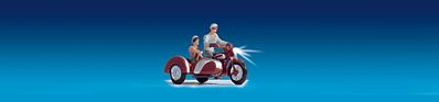 Noch 3-Wheeled Motorcycle with Driver, Sidecar & Passenger HO Scale Model Railroad Vehicle #17514