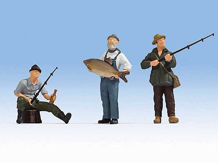 Men Fishing (6) -- Model Railroad Figures -- HO Scale -- #10077
