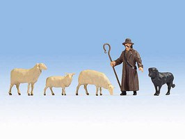 Noch Shepherd with Dog and 3 Sheep O-Scale