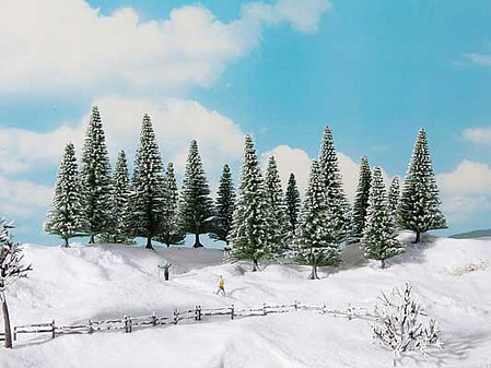 Noch Snow-Covered Fir Trees 5-1/2 - 7-1/16  14 - 18cm Tall pkg(6)