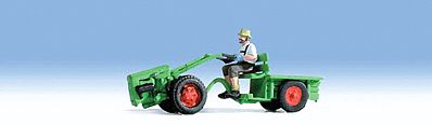 Noch 2-Wheel Tractor with Trailer & Driver N Scale Model Railroad Vehicle #37750