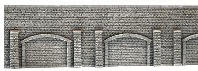 Noch Extra Long Gray Brick Arcade Wall (67 x 12.5cm) HO Scale Model Accessory #58059