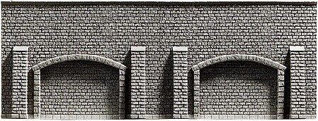 Noch Extra Long Gray Brick Arcade Wall (67 x 12.5cm) HO Scale Model Accessory #58059