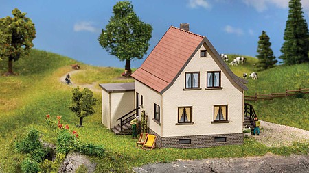 Noch Residential House with Garage - Laser-Cut Wooden Kit HO Scale Model Railroad Building #66606