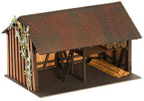 Noch Wooden Open-Sided Barn Laser-Cut Wood Kit HO Scale Model Railroad Building #66711 Noch Wooden Open-Sided Barn Laser-Cut Wood Kit HO Scale Model Railroad Building #66711