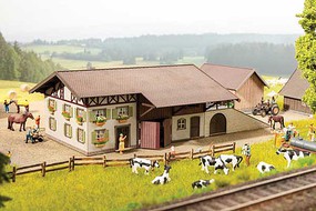 Noch Laser-Cut Wooden Farm House Kit w/ Stables HO Scale Model Railroad Building #66714