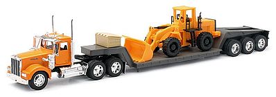 New-Ray 1979 Kenworth W900 w/Lowboy Trailer & Front End Loader Diecast Model 1/32 scale #10623