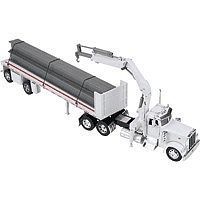 New-Ray Peterbilt 379 w/Flatbed Trailer & Crane/I-Beam Load Diecast Model 1/32 scale #14343 New-Ray Peterbilt 379 w/Flatbed Trailer & Crane/I-Beam Load Diecast Model 1/32 scale #14343