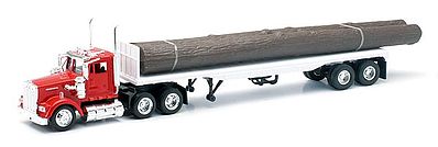 New-Ray Kenworth W900 w/Flatbed Trailer & Log Load Diecast Model Truck 1/43 Scale #15583