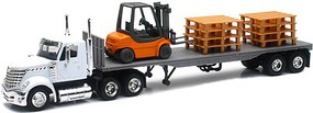 New-Ray 1/43 Int'l Lonestar Flatbed Trailer w/Forklift (Die Cast)