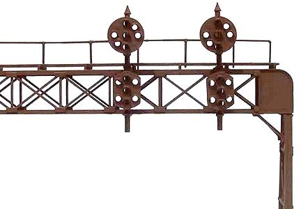 Oregon-Rail Two-Track Signal Bridge (Plastic Kit) 2 Each Round and Flat Sided PRR Position Light Signal Heads - HO-Scale