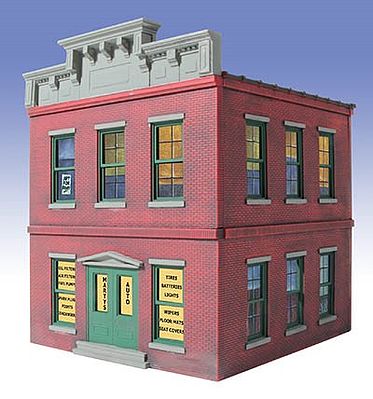 O-Gauge Martys Auto Parts 2-Story Building Kit O Scale Model Railroad Building #828