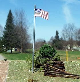 Osborn U.S. Flag + Pole 3 pack (wooden kit) HO Scale Model Railroad Trackside Accessory #1094
