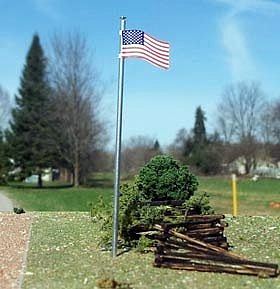 Osborn U.S. Flag + Pole 3 pack (wooden kit) N Scale Model Railroad Building Accessory #3094