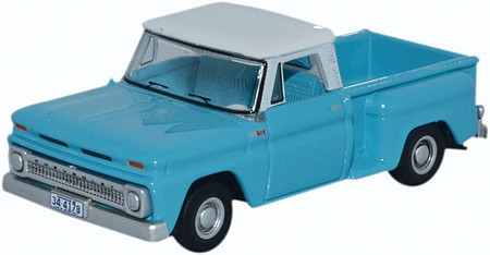 Oxford 1965 Chevrolet Stepside Pickup Light Blue, White HO Scale Model Railroad Vehicle #87cp65001