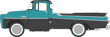 Oxford 1957 Dodge D100 Sweptside Pick Up Truck - Assembled Black, Turquoise