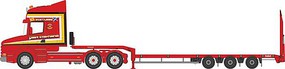 Oxford Scania T-Cab Tractor with Low-Boy Trailer Assembled Sandy Kydd (red) N-Scale Oxford Scania T-Cab Tractor with Low-Boy Trailer Assembled Sandy Kydd (red) N-Scale