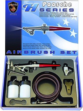 Paasche H Series Siphon Feed Single Action Airbrush Set w/3 Heads (H-3AS)