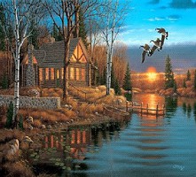 Plaid Rest Stop (Geese/Cabin/Lake Scene)(16''x20'') Paint By Number Kit #13389 Plaid Rest Stop (Geese/Cabin/Lake Scene)(16''x20'') Paint By Number Kit #13389