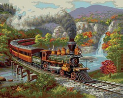 Fall River Train (20''x16'') Paint By Number Kit #17081