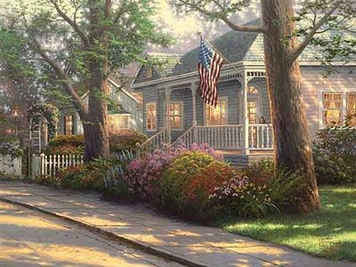 Plaid Thomas Kinkade Hometown Pride (House w/American Flag) (20x16) Paint By Number Kit #21788