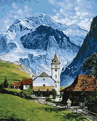 Plaid Grindelwald Village in Switzerland (16x20) Paint By Number Kit #22032