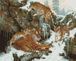 Family Dynasty (Den of Tigers/Snow Scene)(20''x16'') Paint By Number Kit #22042