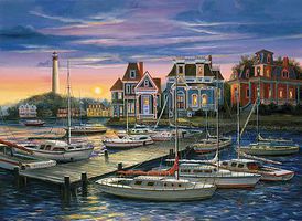 Plaid Cape May Harbor Canvas with lights Paint By Number Kit #22067 Plaid Cape May Harbor Canvas with lights Paint By Number Kit #22067