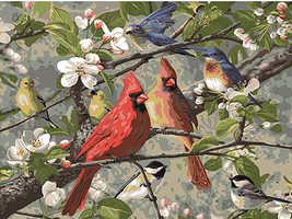 Plaid Songbirds in Cherry Blossom Tree (20''x16'') Paint By Number Kit #22599 Plaid Songbirds in Cherry Blossom Tree (20''x16'') Paint By Number Kit #22599